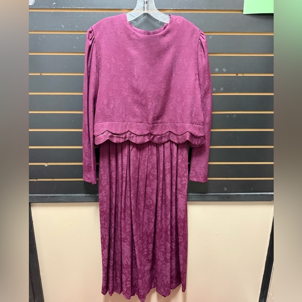 Vintage Karin Stevens Purple 1980s Dress Size 14